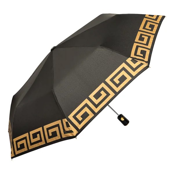 Зонт складной женский полуавтоматический EMME M346-AU, черный, золотой