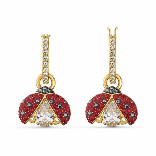 Серьги SWAROVSKI, кристаллы Swarovski, золотистый/красный