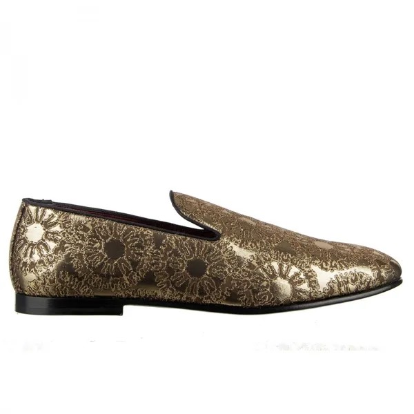 Dolce - Gabbana Лоферы с люрексом и жаккардовыми цветами, обувь Young Pope Gold 09673