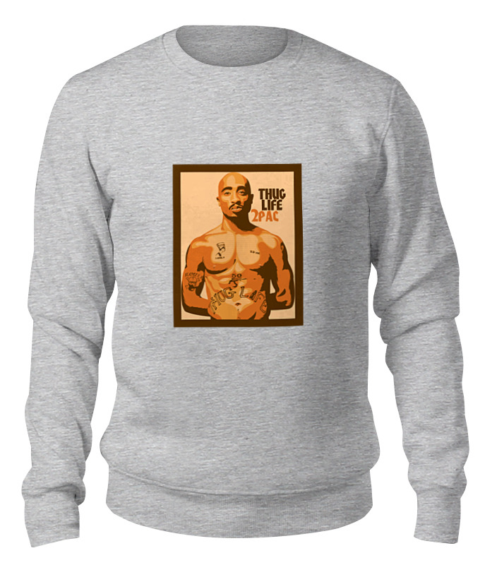 Свитшот унисекс Printio Тупак (2pac) серый XL