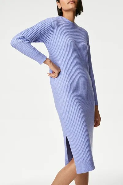 Платье-Свитер со сборками и разрезом Marks & Spencer, синий