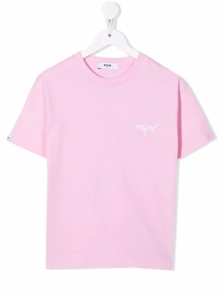 MSGM Kids футболка из джерси с вышитым логотипом