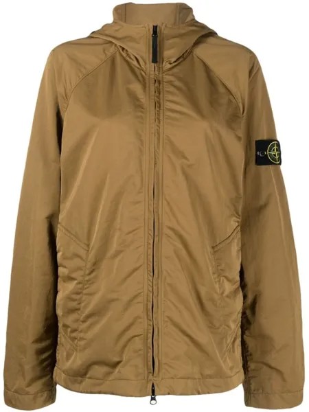 Stone Island куртка с капюшоном и нашивкой Compass, коричневый
