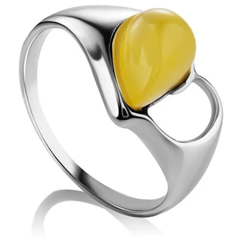 Amberholl Изысканное серебряное кольцо с натуральным янтарём медового цвета «Эвридика»