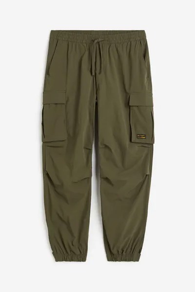 Брюки H&M Relaxed Fit Nylon Cargo, хаки