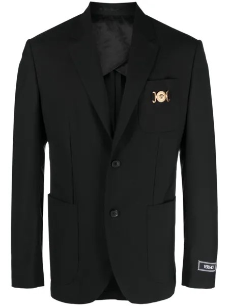 Versace однобортный пиджак с декором Medusa Biggie, черный