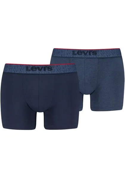 Трусы-боксеры Levi's (2 шт. в упаковке) с тканым эластичным поясом с цветной окантовкой, синий
