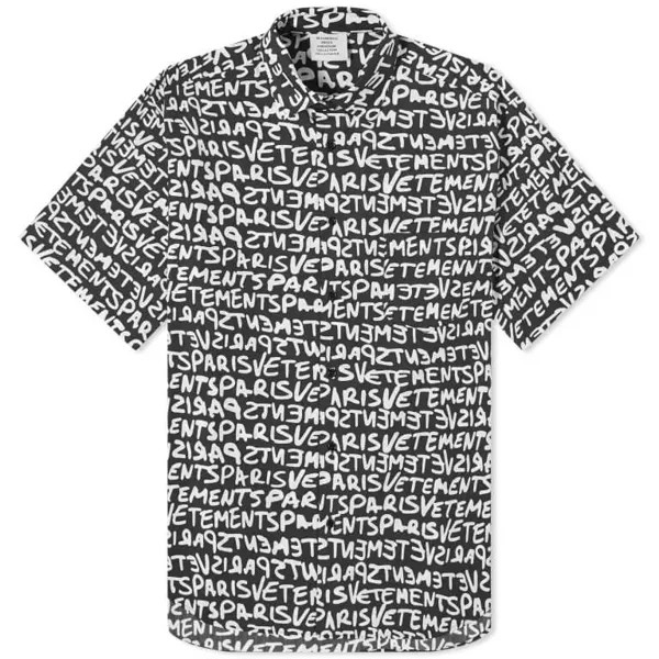 Рубашка Vetements Grafitti Print Short Sleeve, черный/белый