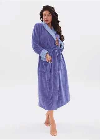 Халат PECHE MONNAIE средней длины, длинный рукав, пояс, размер 2XL, фиолетовый