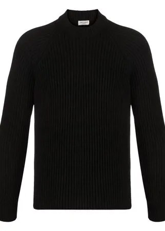 Saint Laurent джемпер в рубчик с круглым вырезом