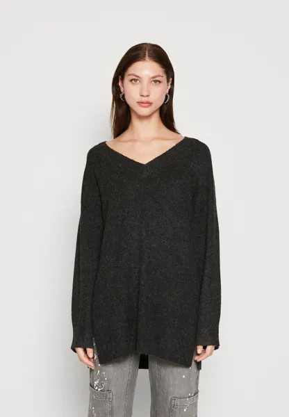 Свитшот Vero Moda DOFFY LS LONG V-NECK GA BOO, цвет black melange