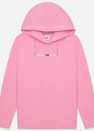 Женская толстовка Tommy Jeans Linear Logo Hoodie, цвет розовый, размер XS