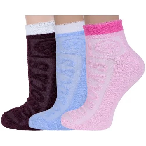 Женские носки RuSocks укороченные, махровые, размер 23-25 (36-39), мультиколор