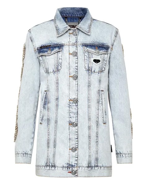 Джинсовая куртка Crystal Cable Philipp Plein, цвет Ice Frost
