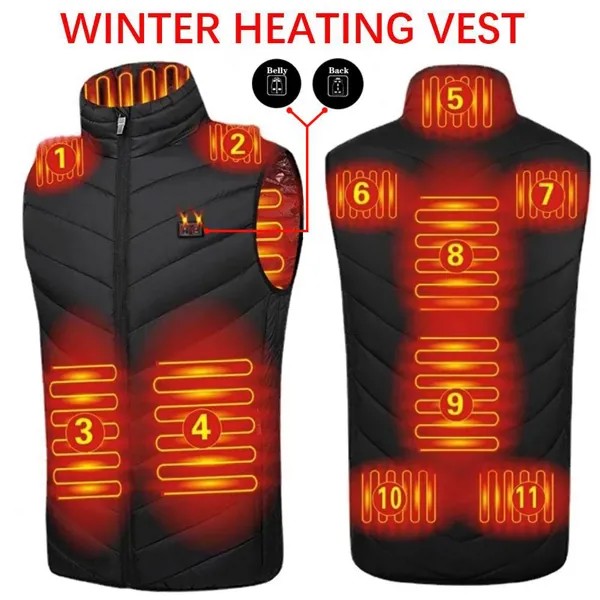 Новый USB электрический обогревающий жилет зима смарт-куртки мужчины женщины термо тепло одежда плюс размер охотничье пальто