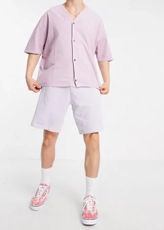 Сиреневые трикотажные шорты в стиле oversized ASOS DESIGN-Фиолетовый цвет