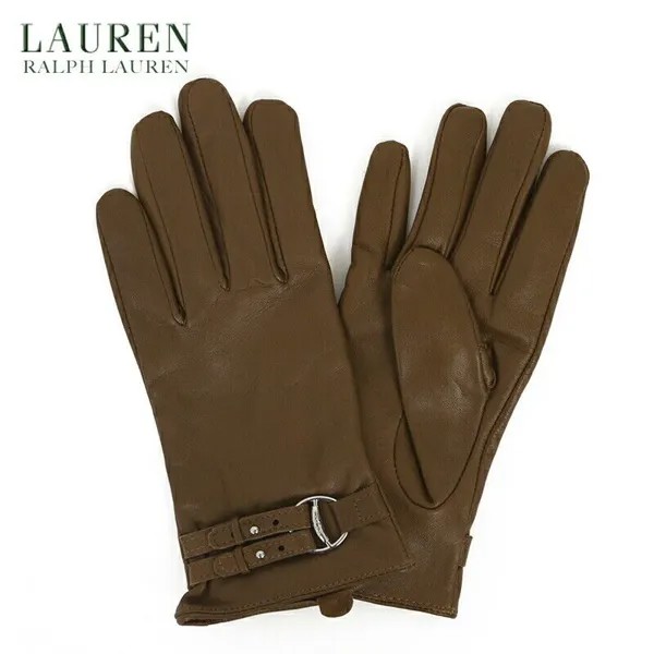 Женские кожаные перчатки Polo Ralph Lauren с двойным ремешком - Коричневые -