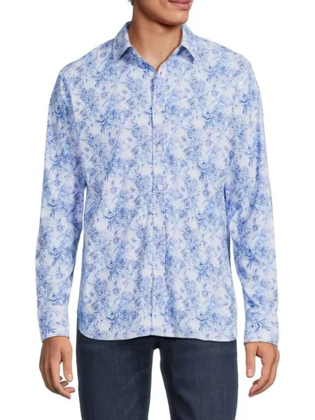 Рубашка с принтом классического кроя Basinger Robert Graham, цвет Blue White