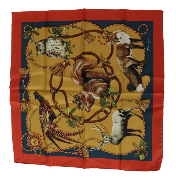DOLCE - GABBANA Шарф Разноцветный квадратный платок с животным принтом 50см x 50см 220долл. США