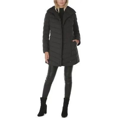 Женское асимметричное стеганое пуховое пальто Tahari Kim средней длины с завязками на талии