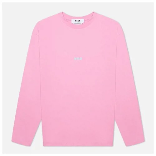 Мужской лонгслив MSGM Micrologo Seasonal Crew Neck розовый , Размер M
