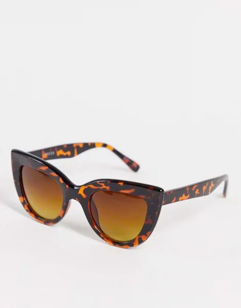 Большие солнцезащитные очки «кошачий глаз» в оправе с черепаховым дизайном Pieces-Коричневый цвет