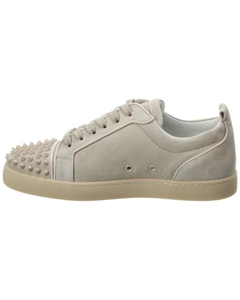 Christian Louboutin Louis Junior Spikes Замшевые кроссовки, белый