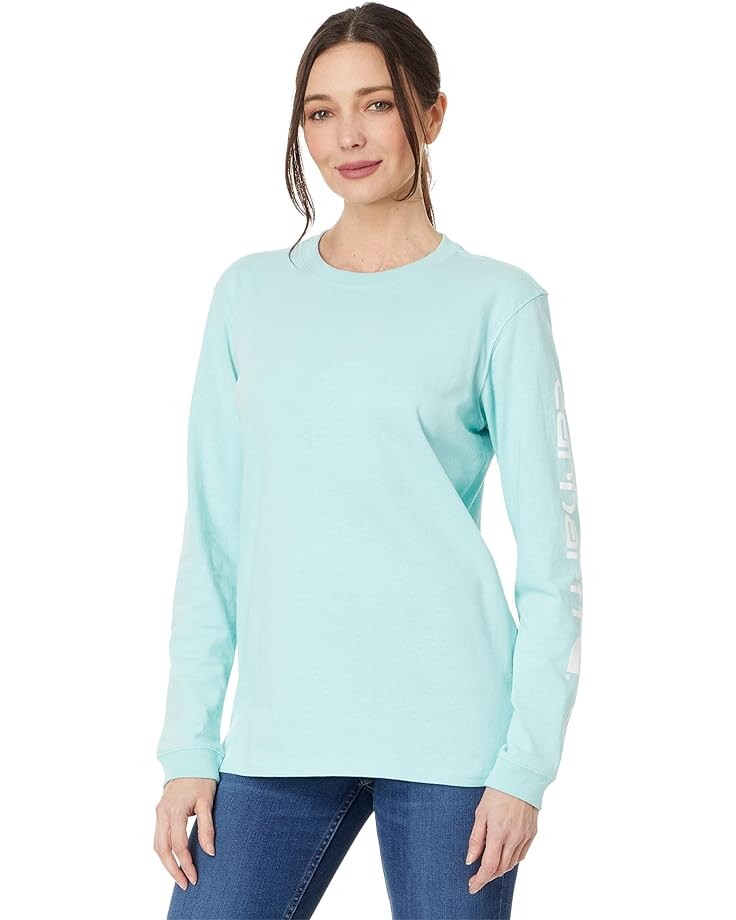 Футболка Carhartt Loose Fit Long Sleeve Graphic, цвет Pastel Turquoise