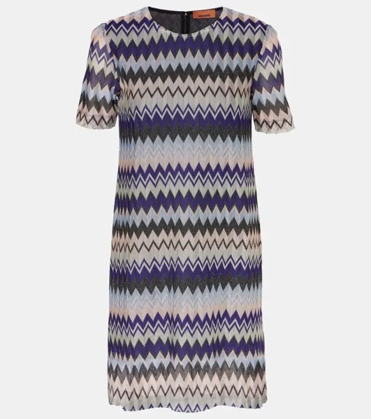 Мини-платье из ламе с зигзагообразным узором Missoni, цвет multpurplepinkli/bludarkbase