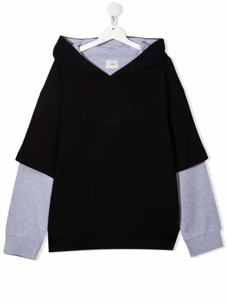 Fendi Kids худи с тисненым логотипом