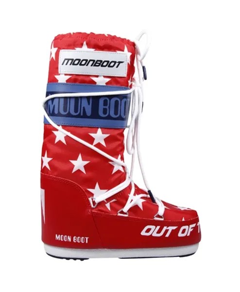 Ретробайкерские ботинки звезды Moon Boot, красный