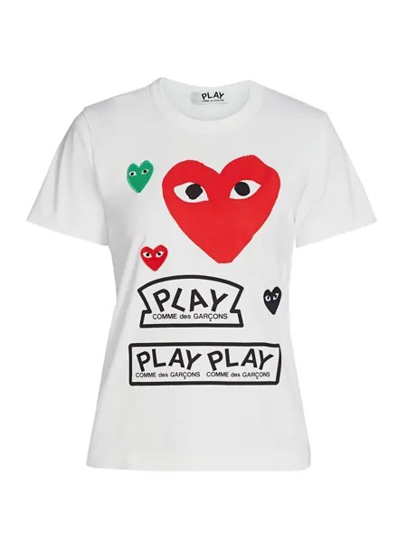 Большая футболка с сердечками Comme des Garçons PLAY, белый