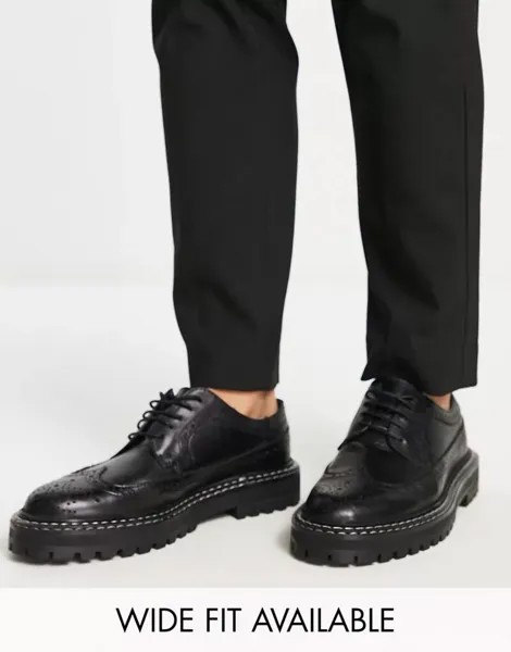 Черные кожаные броги на массивной подошве ASOS