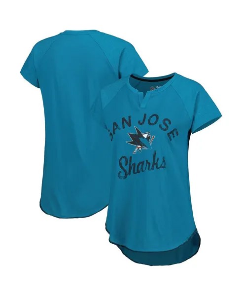 Женская темно-бирюзовая футболка San Jose Sharks Grand Slam с вырезом реглан и вырезом Starter