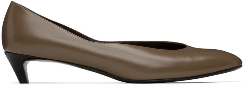 Серо-коричневые туфли на каблуке-рюмочке The Row