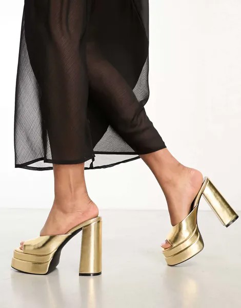 Золотые мюли на платформе Walk London Phoebe