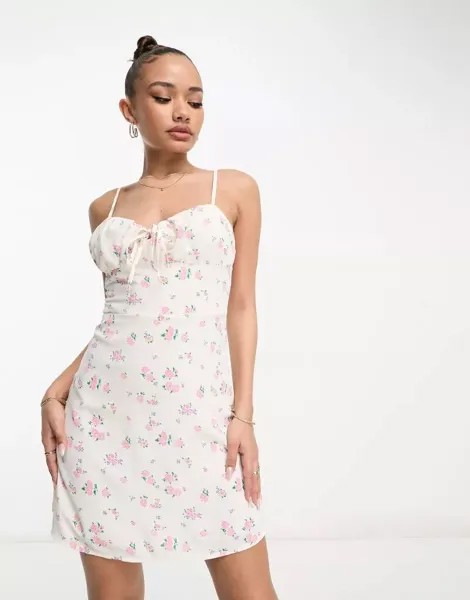 Платье мини с присборенным бюстом и цветочным принтом Collective The Label