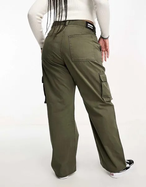 Удобные широкие брюки цвета хаки Dr Denim Echo
