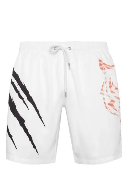 Plein Sport плавки-шорты с графичным принтом, белый