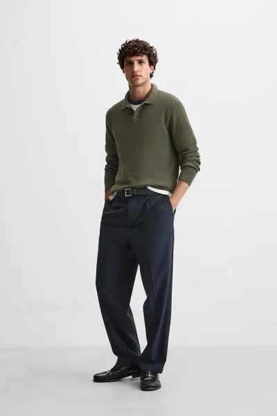 Рубашка-поло purl knit ZARA, светлый хаки