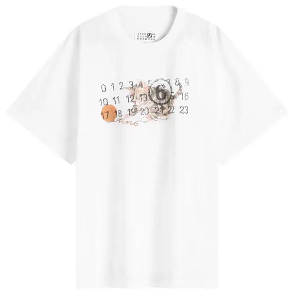 Футболка Mm6 Maison Margiela Kitten Number Logo T-Shirt, белый