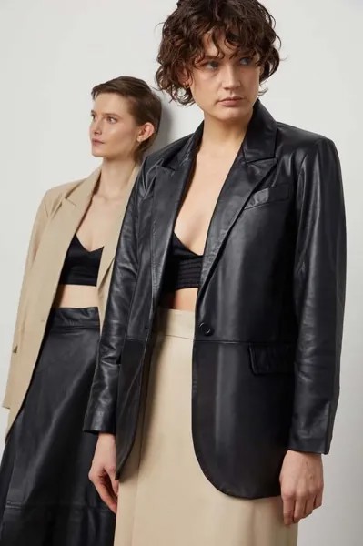 Кожаный пиджак Answear Lab, черный