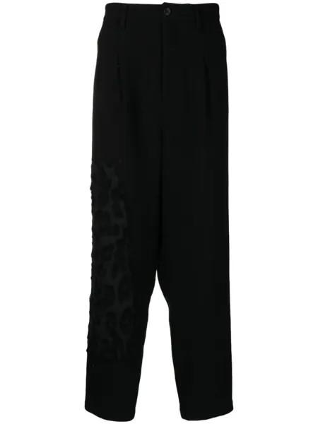 Yohji Yamamoto брюки с завышенной талией и вставками, черный