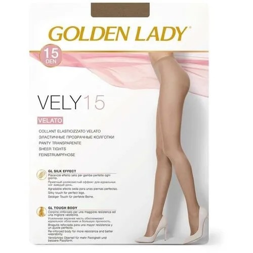 Колготки Golden Lady Vely, 15 den, размер 2/S, бежевый, коричневый