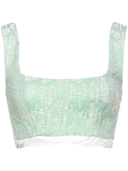 PINKO укороченный топ с жаккардовым узором, зеленый