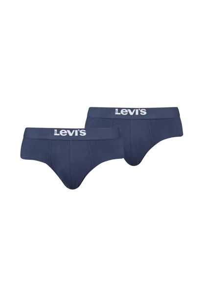 Мужские боксеры, 2 шт. - Solid Basic Brief Organic, пояс с логотипом Levi's, синий