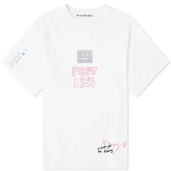 Футболка Acne Studios Exford Scribble Face, белый