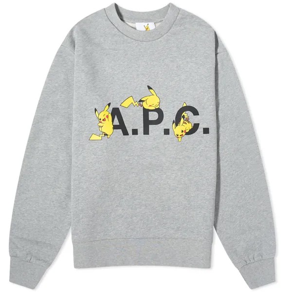 Толстовка A.P.C. Pokémon Pikachu, цвет Heathered Light Grey