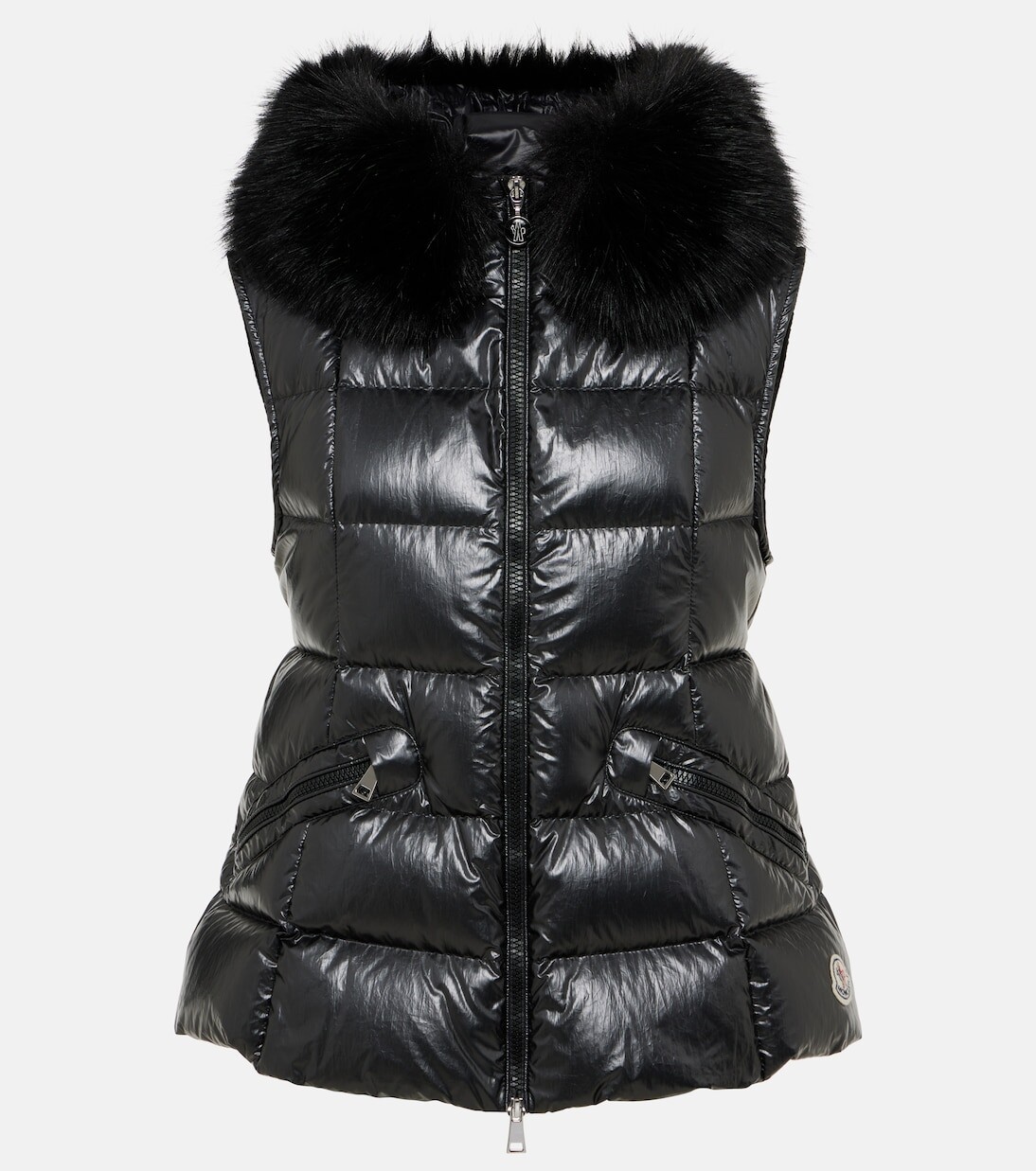 Пуховик Anse с отделкой из овчины Moncler, черный