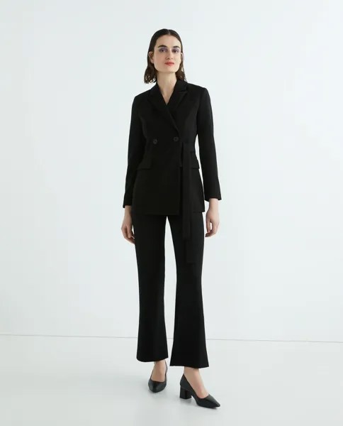 Женский однотонный пиджак с длинными рукавами и поясом Yas, черный